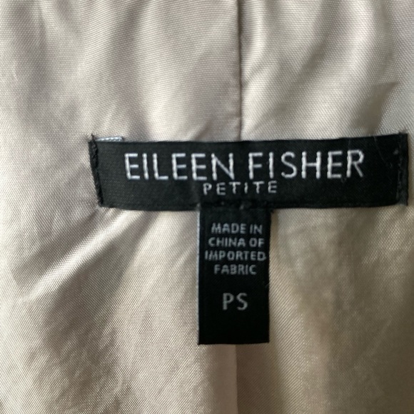 Eileen Fisher Beige Ivory 54% Cotton 26% Polyester Long Jacket size PS - Picture 11 of 12